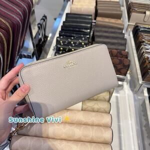 NWT Coach Long Zip Around Wallet Leather C4451, IM/GREY BIRCH